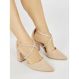 Shelvt Suede beige pumps with sequins | Eponuda.ba