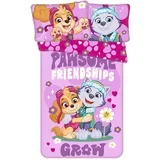 Rožnata bombažna otroška posteljnina za otroško posteljico 100x135 cm Paw Patrol "Pawsome friendships grow" –