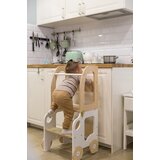 ToddlerInFamily 2v1 MONTESSORI STOLEK POMAGALEK-MOTIV AVTO (VE BARV)-Natur/Bela | Shoptok.si