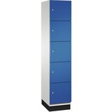 C+P Omara CAMBIO s predelki z zaklepanjem in vrati iz jeklene pločevine, 5 predelkov, širina 400 mm, korpus svetlo siv / vrata encijan modra | Shoptok.si