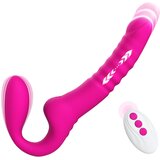 SuperLove Thrusting & Vibrating Strapless Strap-On with Remote Pink Cene