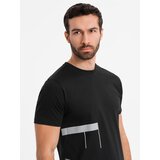 Ombre Men's cotton jersey T-shirt with large side lettering - black | ePonuda.com