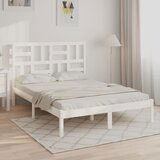 Maison Chic Posteljni okvir - Dvoposteljna postelja - Zakonska postelja bel iz trdnega lesa 120x190 cm-J10085, (21769052) | Shoptok.si