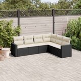  6-dijelni set vrtnih sofa s jastucima crni od poliratana | shoptok.hr