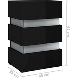 vidaXL LED noćni ormarić visoki sjaj crni 45 x 35 x 67 od iverice | shoptok.hr