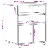  Stol za pisač s kotačima Artisan Oak 60x48x74 cm | shoptok.hr