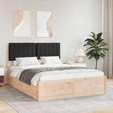  Krevetni okvir s tapiciranim uzglavljem Crna 135 x 190 cm | shoptok.hr