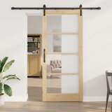 vidaXL Drsna vrata s kompletom opreme 'ORKDAL'Trdi les in steklo, Notranja vrata s steklom 'ORKDAL'93x211x4 cm Trdi les bor | Shoptok.si