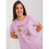 Fashion Hunters Light purple blouse plus size with trim Cene