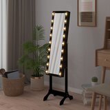 Samostojeće ogledalo s LED svjetlima crno 34 x 37 x 146 cm | shoptok.hr