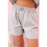 Kesi Włoski Women's set with a frill – a short-sleeved blouse and shorts with an elastic band Grey melange | Shoptok.si