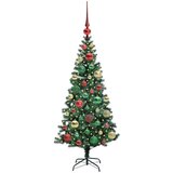 vidaXL Umjetna preddekorirana božićna jelka Zelena 120cm PVC in kovina | Shoptok.si