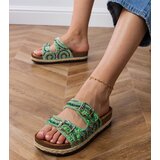 Gemre Green ethnic flip-flops with buckles on straps Zebrina | ePonuda.com