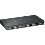 Zyxel GS1920-48v2, 50-portni Smart Managed switch (omrežni preklopnik) z 44 gigabitnimi bakrenimi priključki in 4 gigabitnimi dual-personality (kombiniranimi) vrati, ki podpira hibridni način delovanja — samostojno ali prek NebulaFlex Cloud. | Shoptok.si