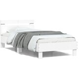 vidaXL Posteljni okvir z vzglavjem bel 100x200 cm inženirski les Cene
