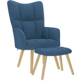 vidaXL Stol za sproščanje s stolčkom za noge modro blago | Shoptok.si