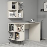 Hanah home Extra 2 - Cream CreamBlack Study Desk Cene