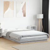 Maison Chic Posteljni okvir - Dvoposteljna postelja - Zakonska postelja z LED lučkami siva sonoma 140x200 cm inž. les, (21696760) | Shoptok.si