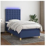 vidaXL Krevet box spring s madracem LED plavi 90x190 cm od tkanine Cijene
