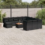  13-dijelni set vrtnih sofa s jastucima poliratan crni Cijene