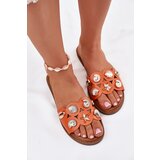 Boto Women's Flat Sandals With Golden Pins Orange Nalothiel | shoptok.hr