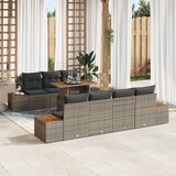 vidaXL vrtni kavč set Set 8 Siva Poli ratan, les Zunanje pohištvo, (22065163) | Shoptok.si