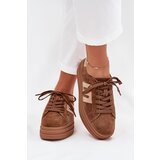 Boto Women Sneakers On Platform Made Of Natural Suede Camel Eldira Cene