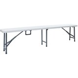 In Zložljiva vrtna miza z 2 klopema 180 cm jeklo in HDPE bela | Shoptok.si