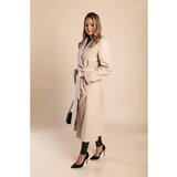 Fenzy Elegantan Dugi Kaput S Gumbima, Krem | shoptok.hr