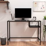 vidaXL Računalniška miza črna 100x36x74 cm steklo Cene