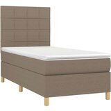  Box spring s madracem LED smeđesivi 90x200 cm tkanina | shoptok.hr