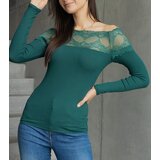 Gemre Green Spanish blouse with lace insert Vikija | shoptok.hr