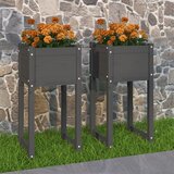 vidaXL Visoka greda 2 kosa siva 40x40x81 cm trdna borovina Cene