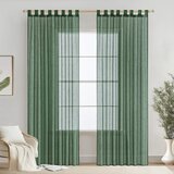 MIULEE zelene polprosojne zavese v lanenem videzu - set 2, 140 × 225 cm odprta embalaža Cene