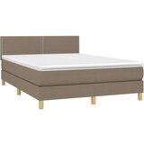  Krevet box spring s madracem LED smeđesivi 140x190 cm tkanina | shoptok.hr