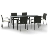  7-dijelni vrtni blagovaonski set s jastucima crni od poliratana | shoptok.hr