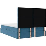 vidaXL Krevet S LED lampica s pohranom Tamno plava 140 x 200 cm Baršun | shoptok.hr