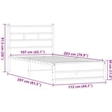  Metalni okvir kreveta bez madraca smeđi hrast 107x203 cm | shoptok.hr