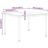  Stol za objedovanje Bijelo 110 x 110 x 75 cm Čvrsto borovo drvo | shoptok.hr