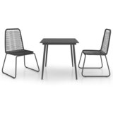 The Living Store Vrtna jedilna garnitura 3-delna PVC ratan črna - Jedilna Garnitura, (21422448) | Shoptok.si