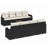 vidaXL 9-dijelni vrtni sofa set s jastučićima Crni poli ratan, 2-sjedalo vrtni sofa s pohranom i jastučićima Crni poli ratan | shoptok.hr