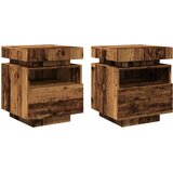 Noćni ormarići s LED svjetlima 2 kom Staro drvo 40x39x48,5 cm | shoptok.hr