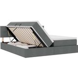  Krevet s od storage Tamno siva 200 x 200 cm Lažna koža - Tamno siva 200 x 200 cm Blok sa kvadratićima | shoptok.hr