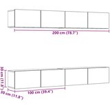  Zidni TV ormarić, 4 dijela, staro drvo, 100x30x30 cm | Shoptok.si