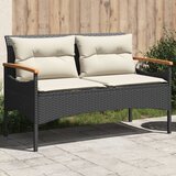 Vrtna klupa s jastucima 116 x 62,5 x 74 cm crna od poliratana | shoptok.hr