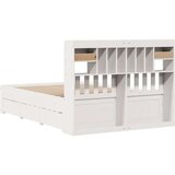 vidaXL Krevet s regalom z knjige bez madraca bijeli 150x200cm borovina | shoptok.hr