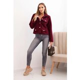 Kesi Włoski Women's jacket with fluffy wool structure and decorative buttons plum | shoptok.hr