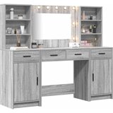 vidaXL Komplet mize za ličenje z LED 3 pcs Siva Sonoma Konstruiran les - - Siva - 68.5 - 78,5 x 41 x 135 cm - 2025-vidaXL-TOPSELLER | Shoptok.si