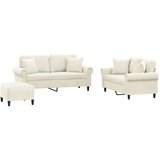  3-dijelni set sofa s jastucima krem baršunasti | shoptok.hr