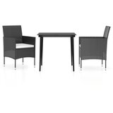  3-dijelni vrtni blagovaonski set s jastucima crni | shoptok.hr